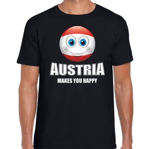 Austria makes you happy landen t-shirt Oostenrijk zwart voor heren met emoticon