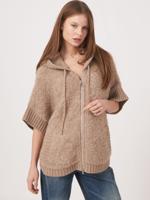 Poncho met capuchon en rits van alpaca wolmix