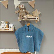 Bad poncho konijnenoortjes Jeans Blue met naam