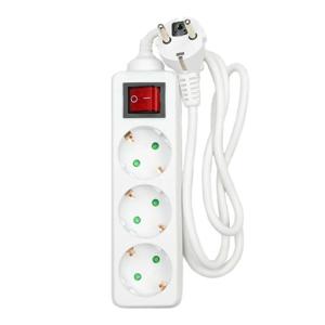 Benson Stekkerdoos 3-voudig - schakelaar - geaard - wit - snoer van 100 cm - verlengsnoer