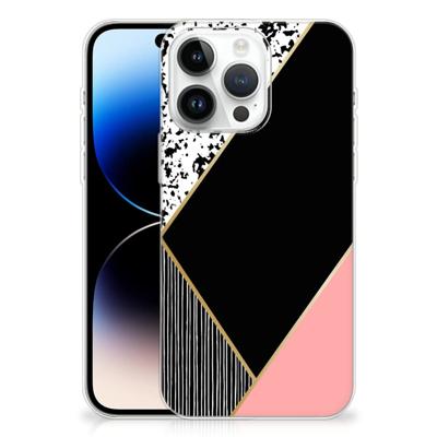 iPhone 14 Pro Max | TPU Hoesje | Zwart Roze Vormen