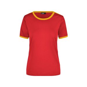 Basic ringer shirt rood met gele strepen voor dames XL  -
