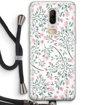 Sierlijke bloemen: OnePlus 6 Transparant Hoesje met koord