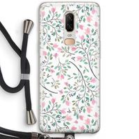 Sierlijke bloemen: OnePlus 6 Transparant Hoesje met koord