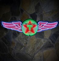 Texaco Wings Neon Verlichting XL In Metalen Behuizing - 152 x 47 cm - thumbnail