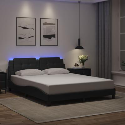 Bedframe met LED-verlichting kunstleer zwart 160x200 cm