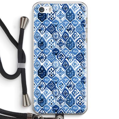 Blauw motief: iPhone 5 / 5S / SE Transparant Hoesje met koord