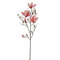 Mica Decorations Kunstbloemen - magnolia tree - roze - 80 cm - siertakken - boeket