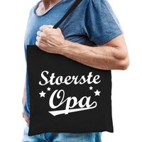 Katoenen cadeau tasje stoerste opa zwart     -