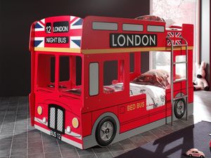 Stapelbed BUS LONDEN 90x200 cm rood