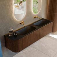 Badmeubel Mondiaz Kurve | 175 cm | Meubelkleur Walnut | Wastafelkleur Urban | Dubbele spoelbak | Zonder kraangaten