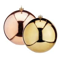 Grote decoratie kerstballen - 2x st - goud en champagne - D20 cm - kunststof - glans