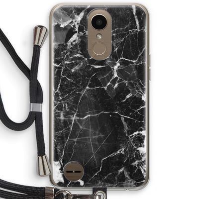 Zwart Marmer 2: LG K10 (2017) Transparant Hoesje met koord