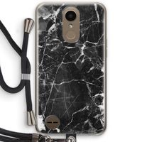 Zwart Marmer 2: LG K10 (2017) Transparant Hoesje met koord