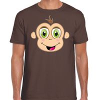 Bellatio Decorations dieren verkleed t-shirt heren - aap gezicht - carnavalskleding - bruin 2XL  -