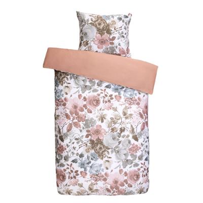 2e Halve Prijs Leen Bakker - Royal Dekbedovertrek Nova Bloemen - Wit/roze - 140x200/220 Cm - Katoen Satijn - Wit#Roze