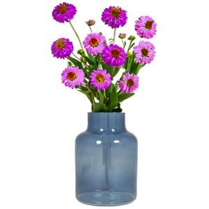 Bloemenvaas Milan - transparant blauw glas - D15 x H20 cm - melkbus vaas met smalle hals   -