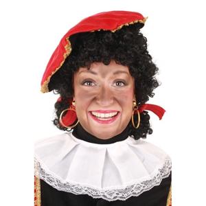 Roetveeg Pieten pruik - zwart - met staartjes - volwassenen - dames pietenpruik