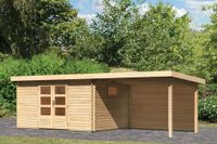 Woodfeeling | Tuinhuis Trittau 5 met Overkapping 3,3 en Achterwand - thumbnail