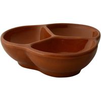 1x Tapas bakje/schaaltje bruin 3 vaks 13 cm 240 ml