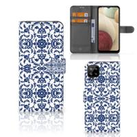 Samsung Galaxy A12 Hoesje Flower Blue Samsung Galaxy A12 Hoesje Flower Blue