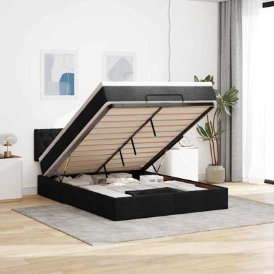 Bed met matras 140x190 cm stof zwart