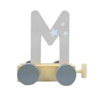 JeP kids houten treinletter M-zilver