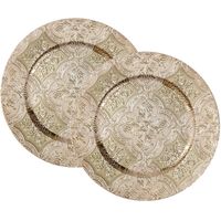 Inge Christmas kerstdiner onderborden - 2x -D33 cm -goud brokant - Onderborden