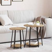 Bijzettafelset 2 pcs Artisan Eiken en Zwart 50 x 50 x 51 cm