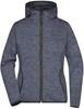 James & Nicholson JN588 Ladies´ Knitted Fleece Hoody - Denim-Melange/Black - XXL