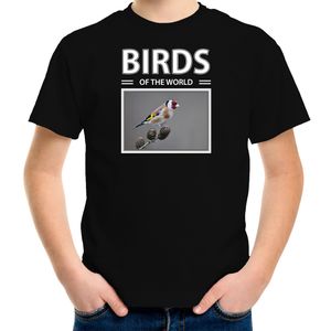 Putters vogel t-shirt met dieren foto birds of the world zwart voor kinderen XL (158-164)  -