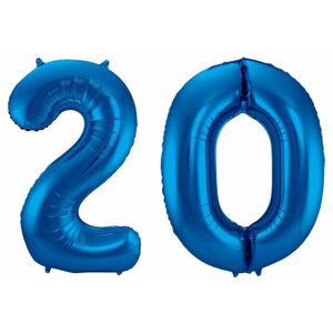 Blauwe folie ballonnen 20 jaar