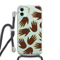 Hands dark: iPhone 11 Transparant Hoesje met koord