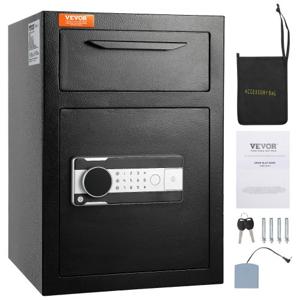 VEVOR 2,5 L afstortkluis, afstortkluis met afstortgleuf, elektronisch codeslot en 2 noodsleutels, 355 x 355 x 515 mm, zakelijke afstortkluis voor contant geld, thuis, hotel, kantoor, etc.