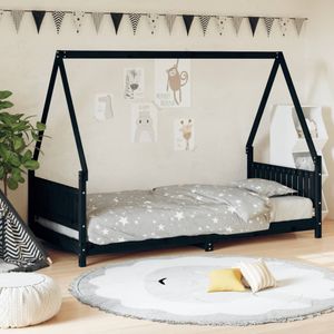 Kinderbedframe 90x200 cm massief grenenhout zwart