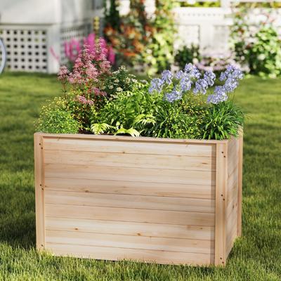 Verhoogd Verhoogd Bloembed Diepe Plantenbak met Open Bodem voor Balkon Tuin Rechthoekige Plantenbak Kruidenbak Massief Hout