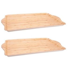 Set van 2x stuks bamboe houten dienbladen/serveerbladen 45 x 31 cm - Dienbladen