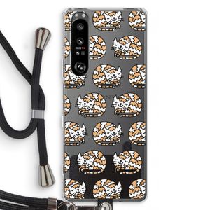Slapende poes: Sony Xperia 1 III Transparant Hoesje met koord
