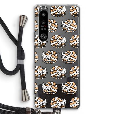 Slapende poes: Sony Xperia 1 III Transparant Hoesje met koord
