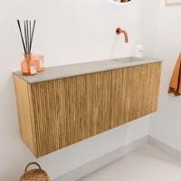 Toiletmeubel Mondiaz Joya Dlux | 100 cm | Meubelkleur Oak | Faye wastafel Opalo Wasbak Rechts | Zonder kraangat(en)