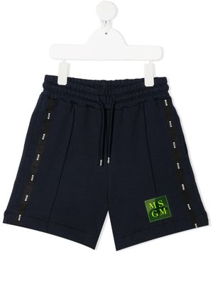 MSGM Kids short à bande logo - Bleu