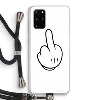 Middle finger white: Samsung Galaxy S20 Plus Transparant Hoesje met koord Middle finger white: Samsung Galaxy S20 Plus Transparant Hoesje met koord