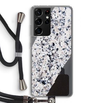 Gespikkelde marmer: Samsung Galaxy S21 Ultra Transparant Hoesje met koord