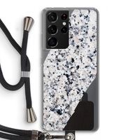 Gespikkelde marmer: Samsung Galaxy S21 Ultra Transparant Hoesje met koord