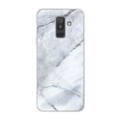 Witte marmer: Samsung Galaxy A6 Plus (2018) Transparant Hoesje