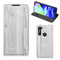 Motorola Moto G8 Power Book Wallet Case White Wood - thumbnail