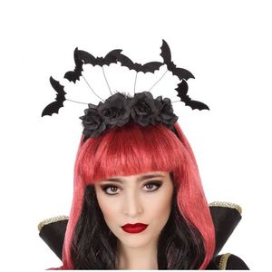 Halloween/horror verkleed diadeem/tiara - vleermuizen en bloemen&nbsp;- kunststof - dames/meisjes - Verkleedhoofddeksels