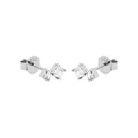 Karma Oorbellen Zirconia Double Squared | Zilver