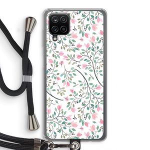 Sierlijke bloemen: Samsung Galaxy A12 Transparant Hoesje met koord
