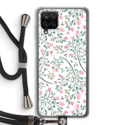 Sierlijke bloemen: Samsung Galaxy A12 Transparant Hoesje met koord
